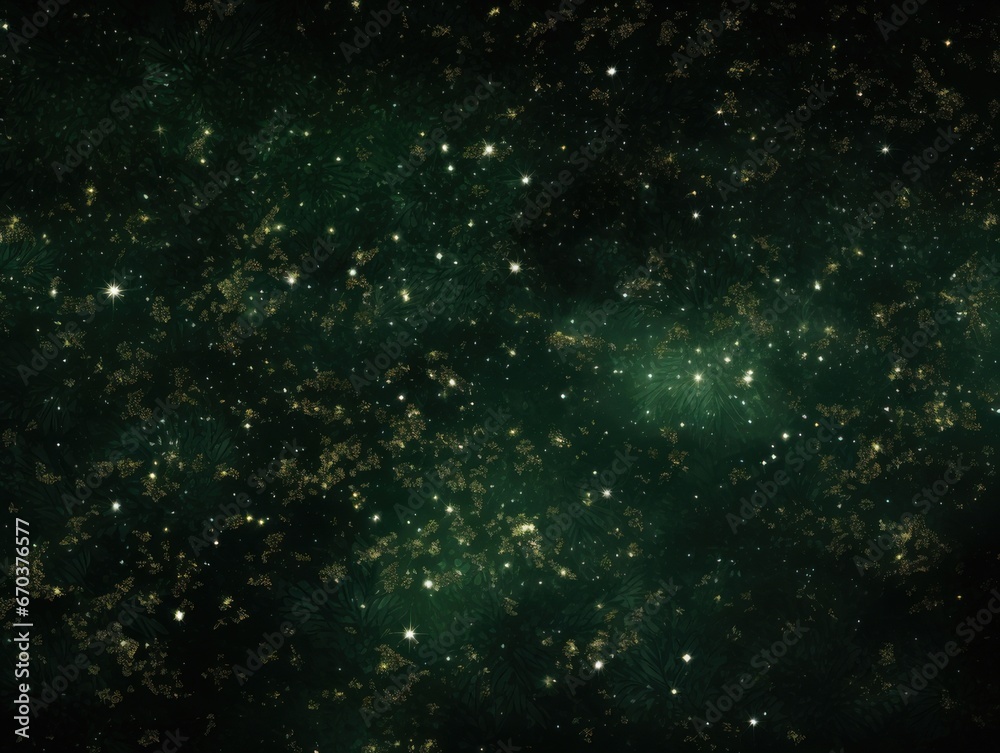 Fototapeta premium Dark Green background with leaves and glitter