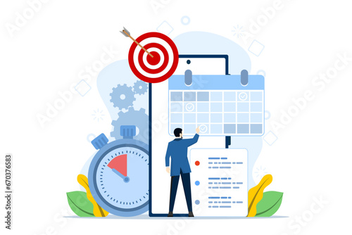 Time management concepts regarding schedules, deadlines, planners, planning and organizing, scheduling appointments on a calendar, marking tasks in a list and organizing office workflow.