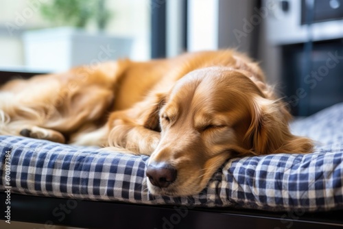 aged dog sleeping on orthopedic pet bed