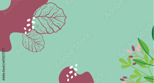 Colorful background vector illustration.Exotic plants, branches,art print for beauty, fashion and natural products,wellness, wedding and event.