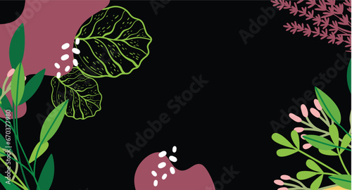 Colorful background vector illustration.Exotic plants, branches,art print for beauty, fashion and natural products,wellness, wedding and event.