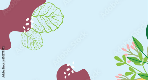 Colorful background vector illustration.Exotic plants, branches,art print for beauty, fashion and natural products,wellness, wedding and event.