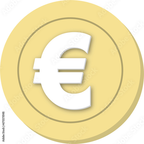 euro icon 3D render illustration.