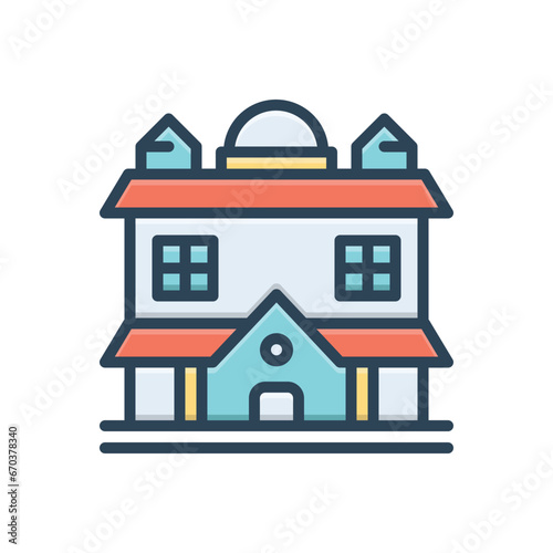 Color illustration icon for palace