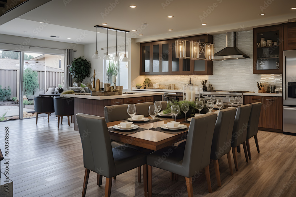 A Spacious Kitchen and Dining Area Designed for Entertaining