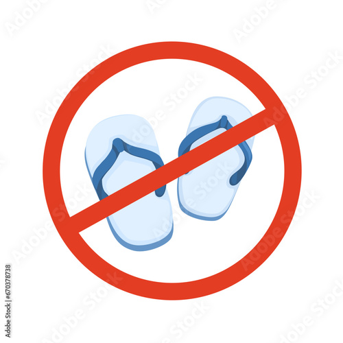 No Sandal Or Slipper Symbol illustration Vector