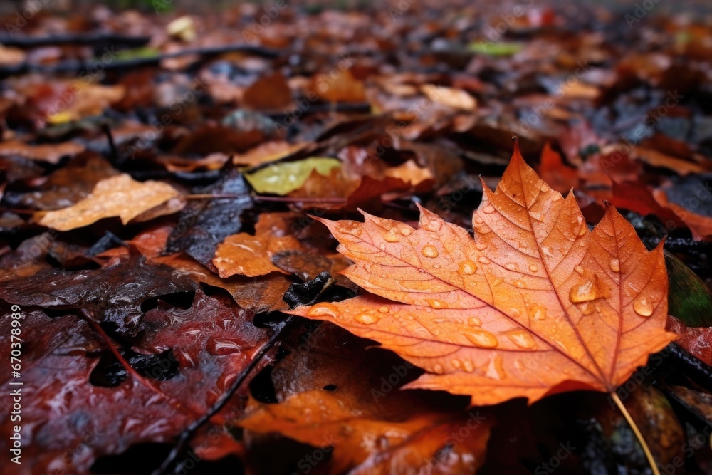 a pine cone on a forest floor covered in fallen autumn leaves a pine cone on a forest floor covered in fallen autumn leaves