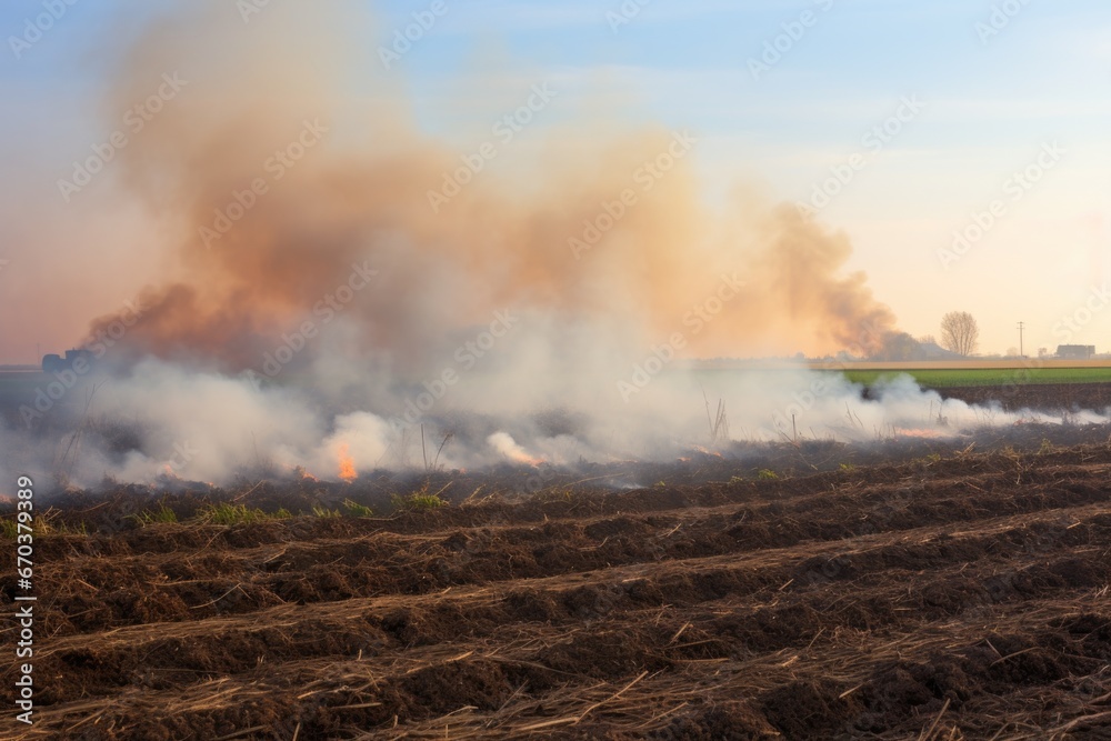 crop burning in an agricultural field creating smoke crop burning in an agricultural field creating smoke