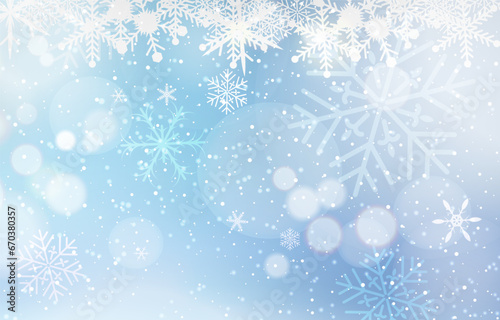 Beautiful sparkling blue snowflakes background