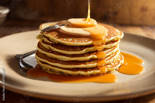 a pancake having honey and butter healthy recipe © digitalsync