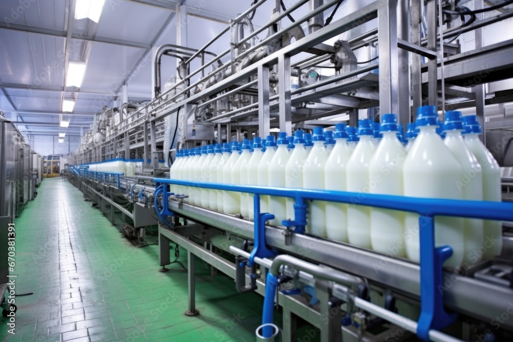 wide shot of a buttermilk bottling plant