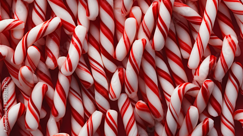 Full background of red and white striped Christmas candy.