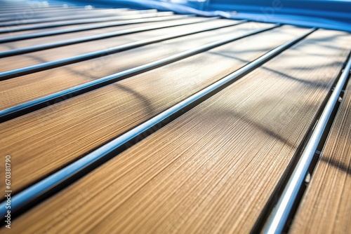 close-up of unattached catamaran decking materials
