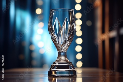 glass award trophy with light reflections