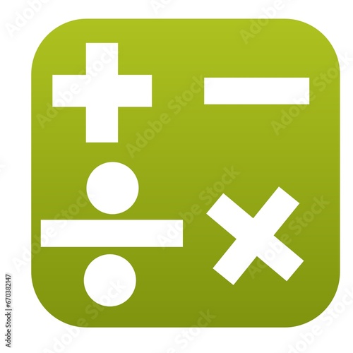 Calculator mini computer addition, multiplied, divided, minus sign with white background. 