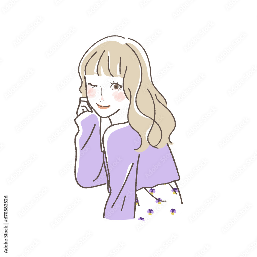 Illustration of a Cute Woman Winking. Illustration of a Cute Woman Winking.