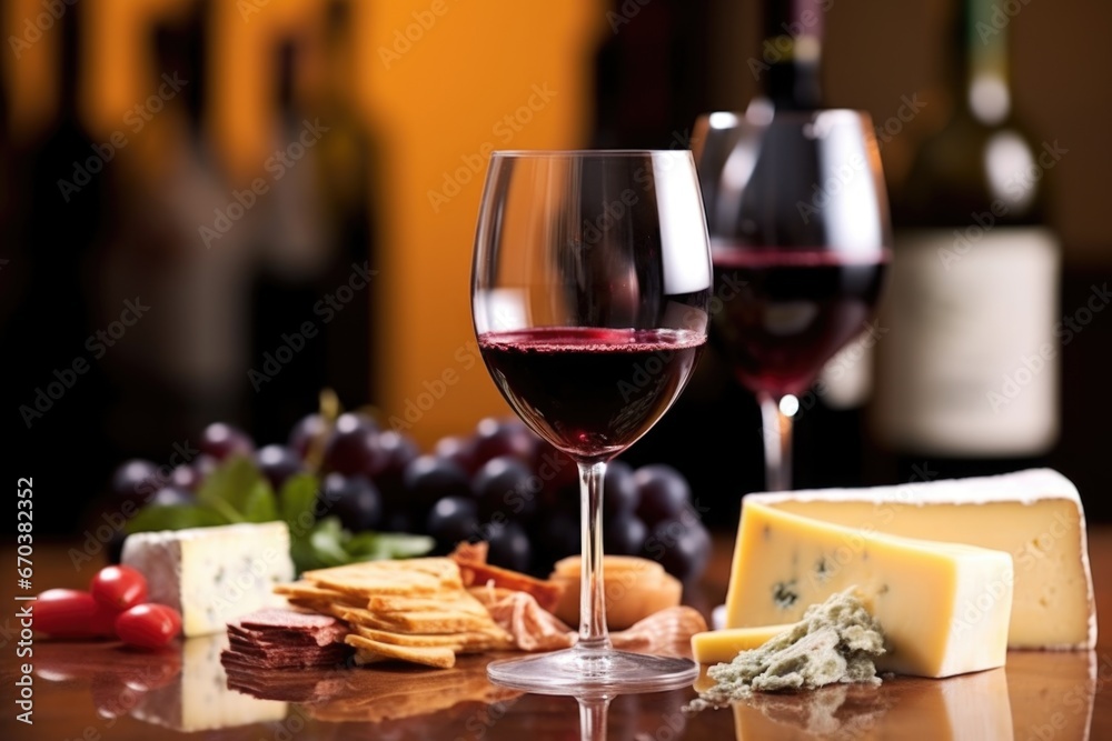 pouring red wine with a cheese platter in background