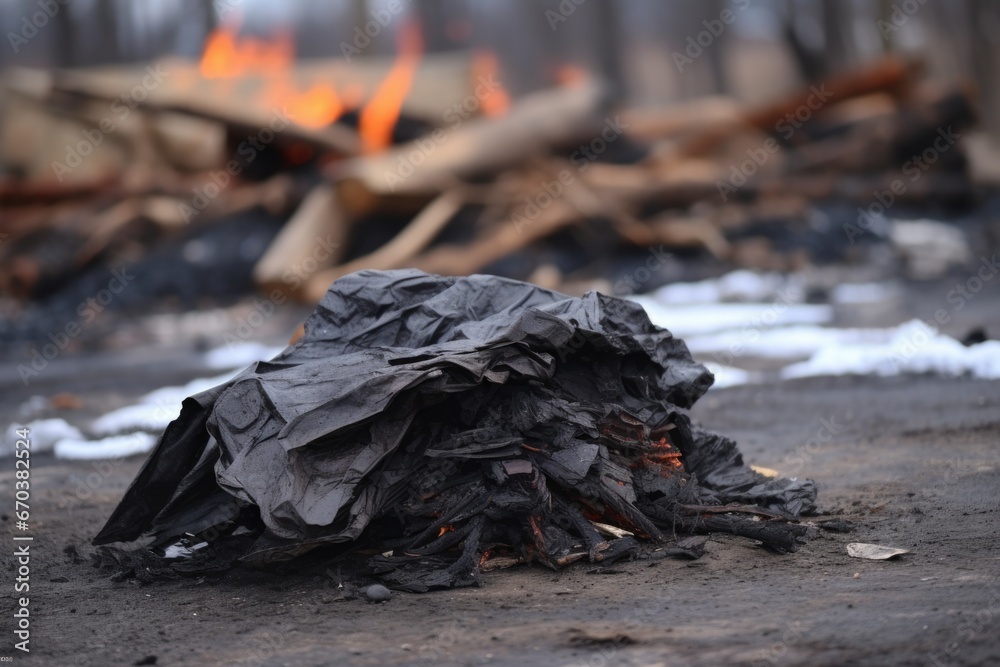 Obraz premium scorched paper sitting atop an ash pile