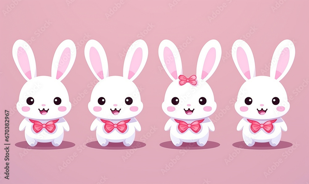 Cute little cartoon rabbits for baby shower and Easter. Set of cartoon Easter bunnies for greeting card or stickers with simple background. Cute little cartoon rabbits for baby shower and Easter. Set of cartoon Easter bunnies for greeting card or stickers with simple background.