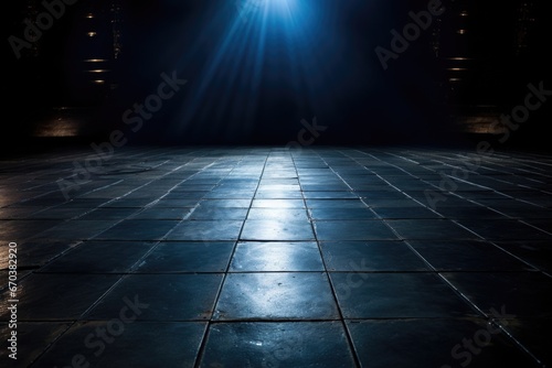 close-up of a stage floor lit by a soft light