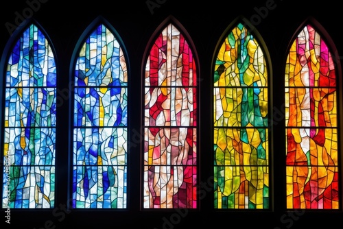 collection of colorful stained glass church windows
