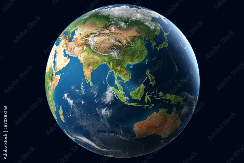 Fototapeta premium Earth globe with clouds, ocean and water 3d rendering