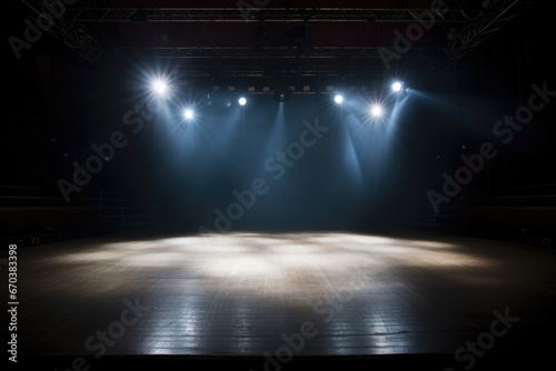 spotlight shining on empty dance stage, awaiting performance