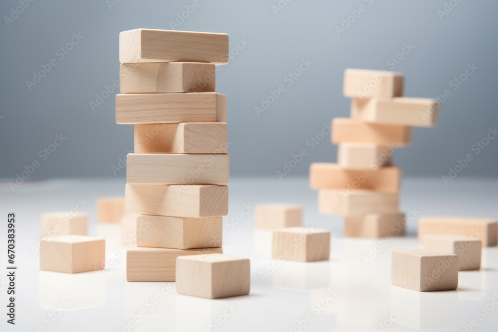 Obraz premium tower of wooden blocks ready to topple