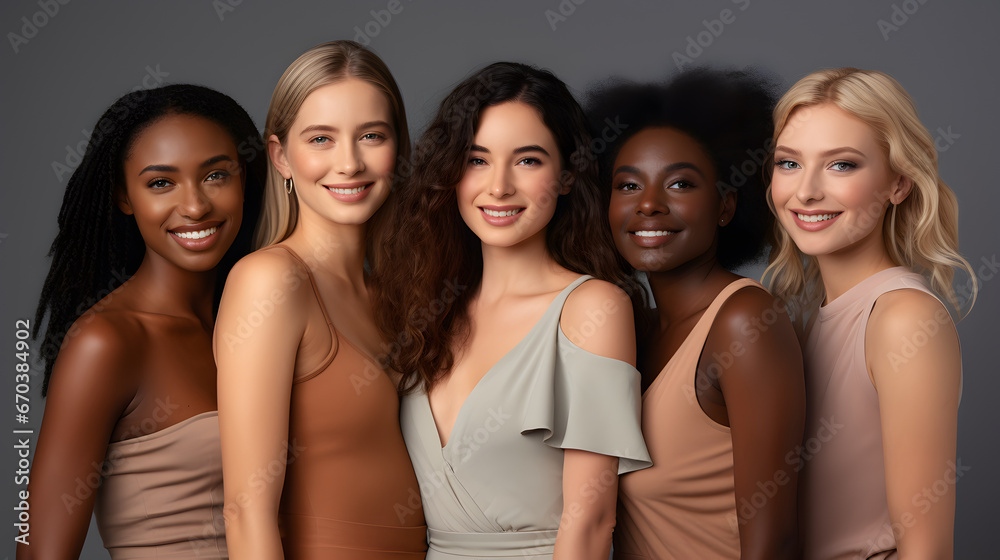Diverse group of women standing together, multicultural female beauty, diversity concept. Diverse group of women standing together, multicultural female beauty, diversity concept.