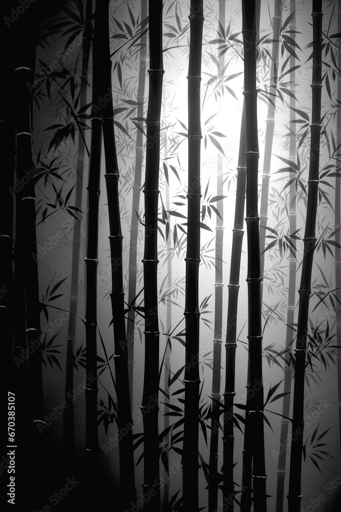 Obraz premium Black and White Bamboo Seamless Pattern