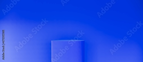 Blue podium on a blue background. Background for fashion and product presentations.