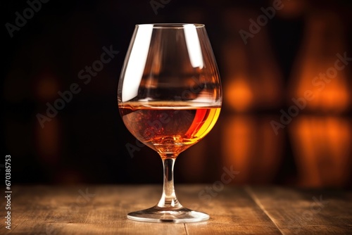 close-up of a wine glass filled with fortified wine