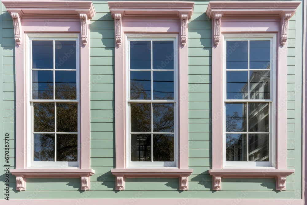 Fototapeta premium close-up of a georgian sash window in five-bay facade