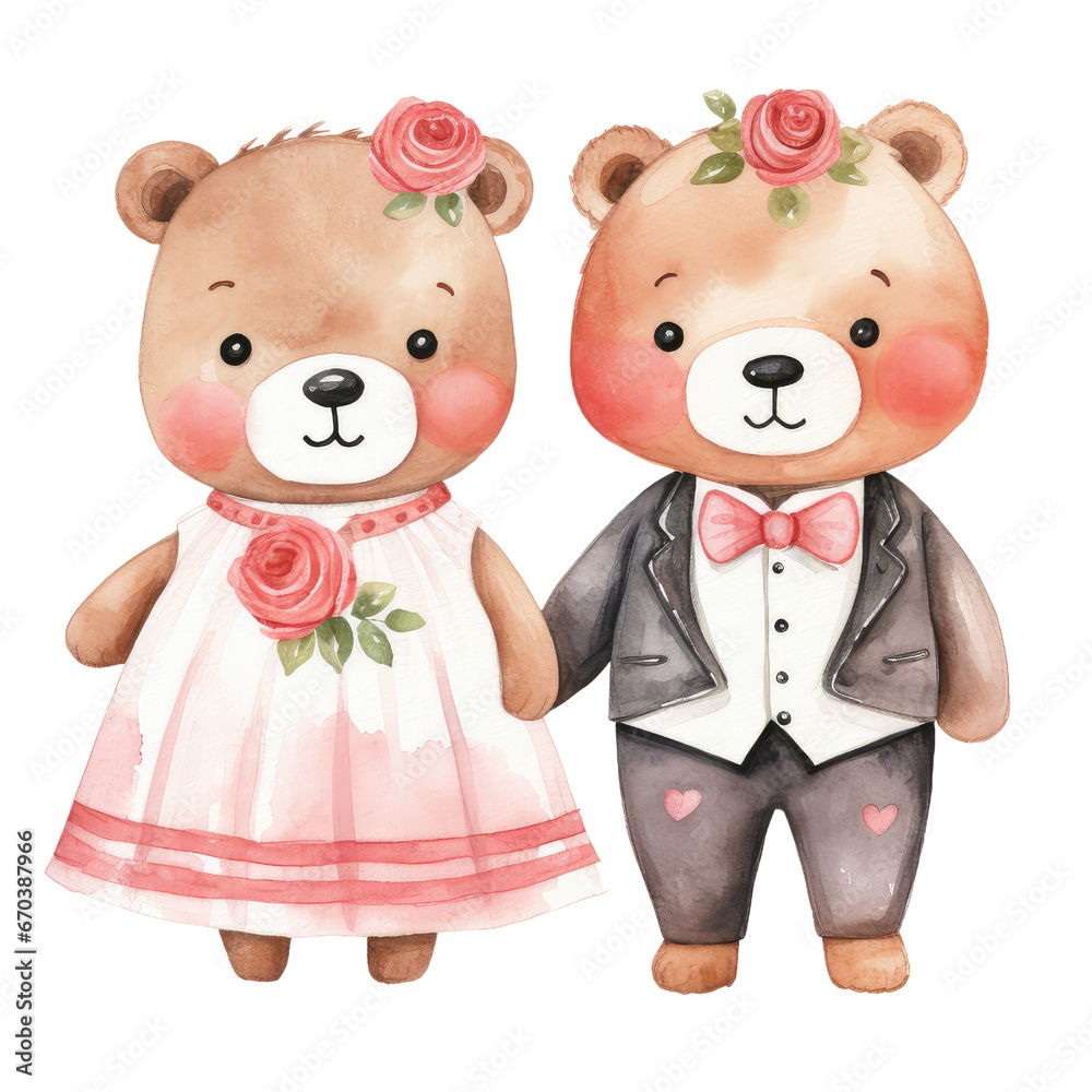 watercolor wedding couple cute bear clipart watercolor wedding couple cute bear clipart