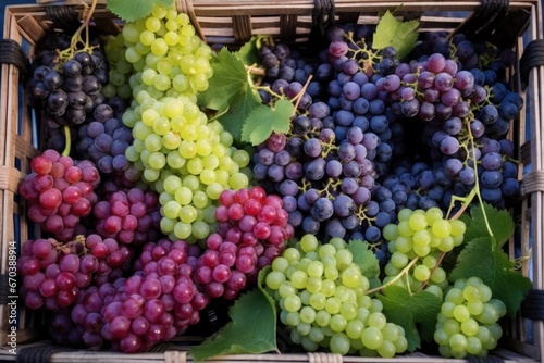 Wallpaper Mural overhead shot of multiple grape bunches in a basket Torontodigital.ca