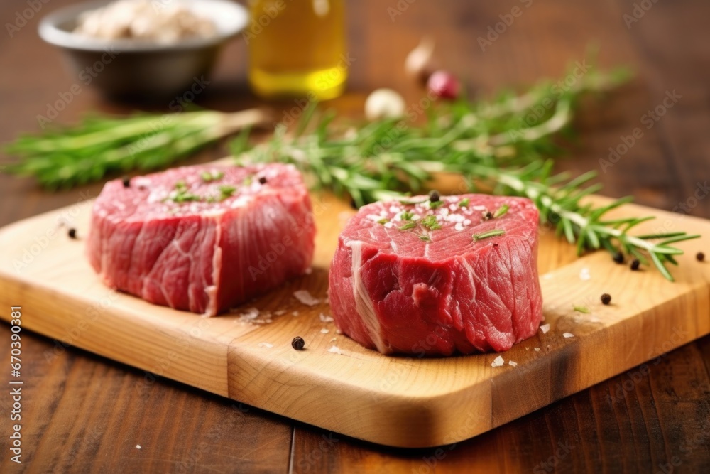 filet mignon resting on chopping block after grilling