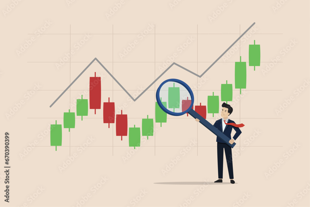 Technical analysis to analyze the movement of stock or cryptocurrency market data, trend analysis, buy and sell indicator chart concept, businessman trader analyzing candlestick charts. Technical analysis to analyze the movement of stock or cryptocurrency market data, trend analysis, buy and sell indicator chart concept, businessman trader analyzing candlestick charts.