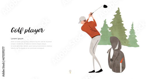 ベクターイラスト素材：ゴルフする男性
