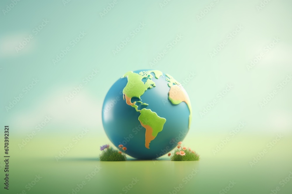 3D Earth on a grassy stand with miniature animals, underlining the importance of global conservation and biodiversity. 3D Earth on a grassy stand with miniature animals, underlining the importance of global conservation and biodiversity.