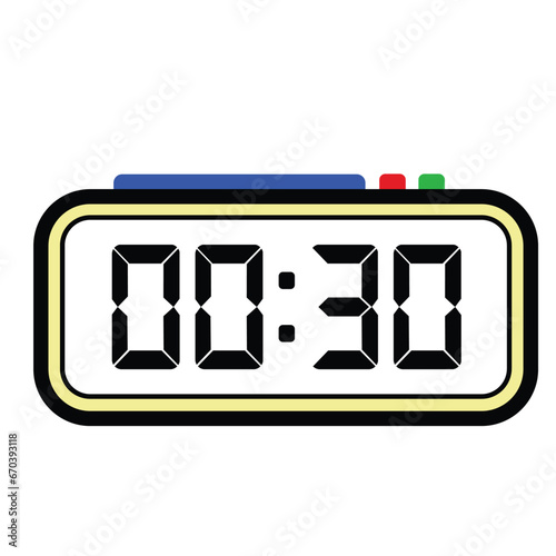 Digital Clock Time at 00:30, Time Illustration 24 Hours Format photo