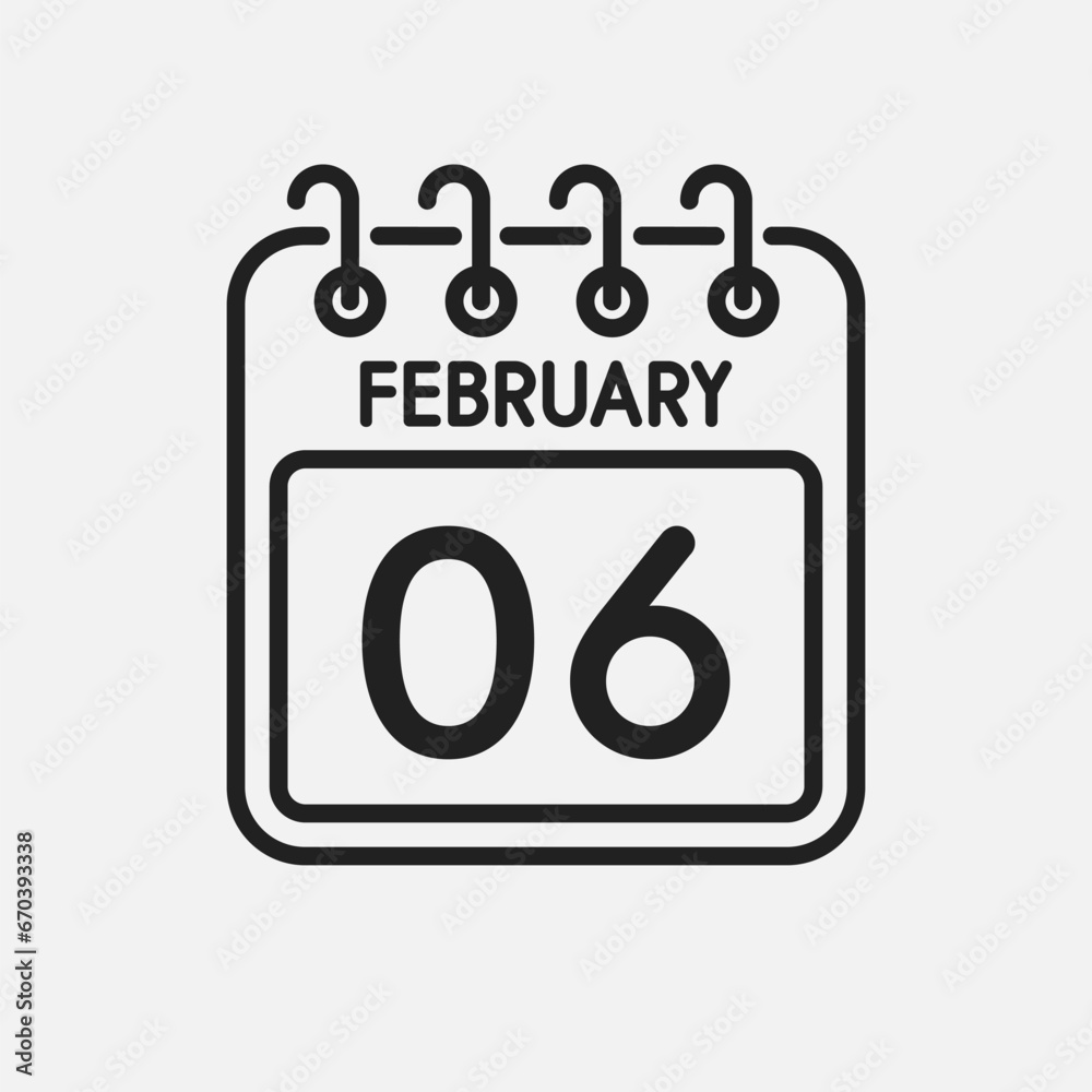 Icon page calendar day - 6 February Icon page calendar day - 6 February