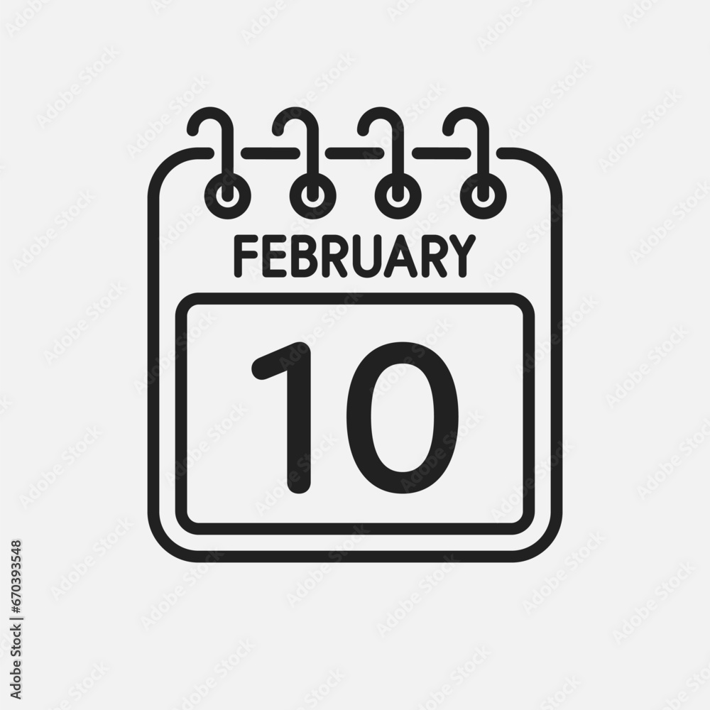 Icon page calendar day - 10 February Icon page calendar day - 10 February