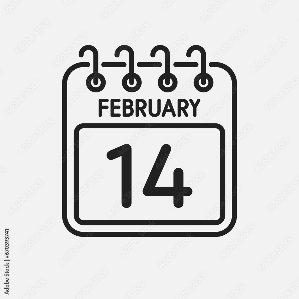 Icon page calendar day - 14 February