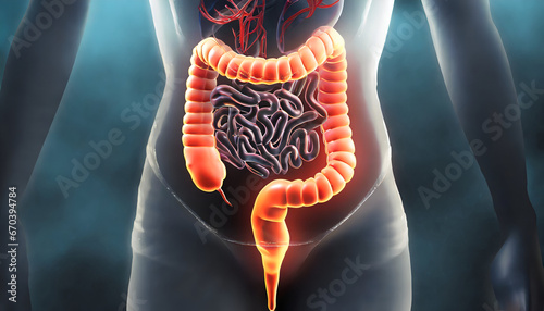 3D Visualization of the Anterior Human Large Intestine Tract in Digestive System