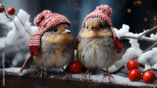 Sweet Christmas bird in the snow © senadesign