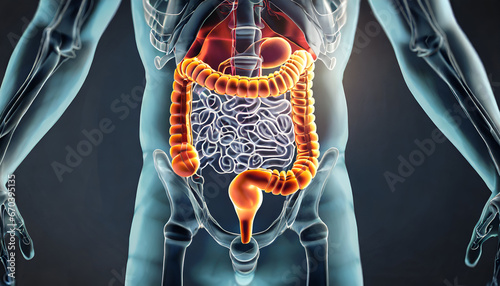 3D Visualization of the Anterior Human Large Intestine Tract in Digestive System