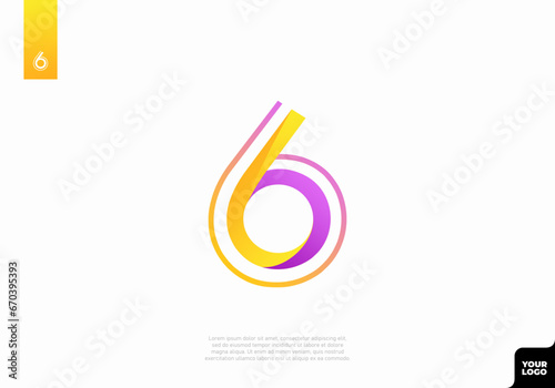 Number 6 logotype with minimalist shapes and lines