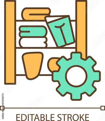 Editable declutter icon representing moving service, isolated vector, multicolor thin line illustration.