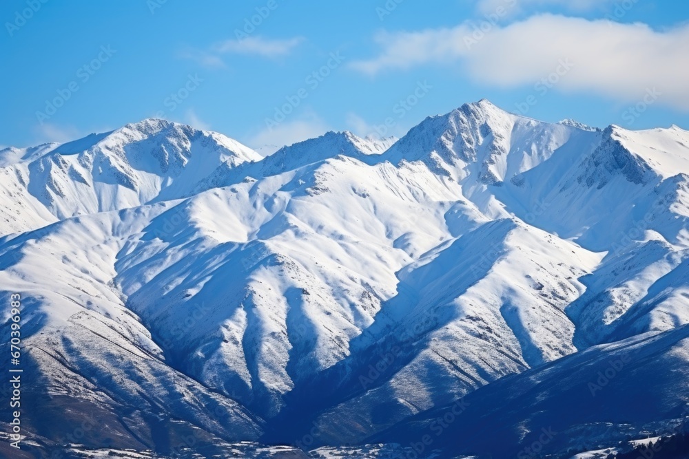 snow-covered peaks against a blue sky