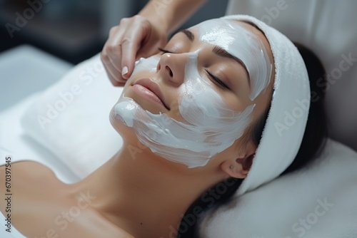 Application of a moisturizing and cleansing mask at the beautician